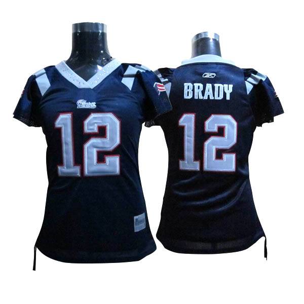 Patriots #12 Tom Brady Blue Women's Field Flirt Stitched NFL Jersey - Click Image to Close